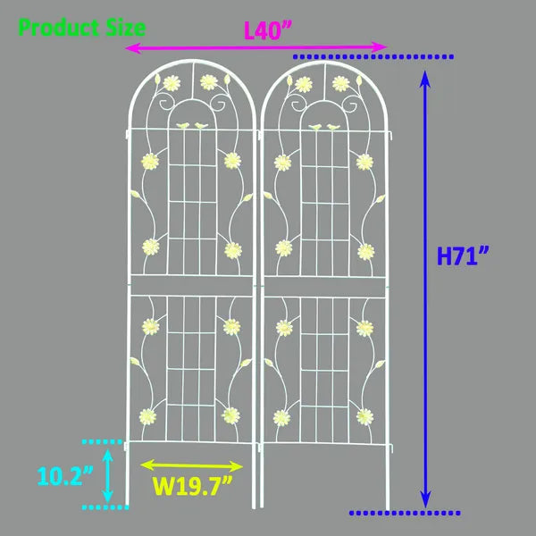 Metal Garden Trellis, 71 x 19.7 in, 2 Pack - image 2