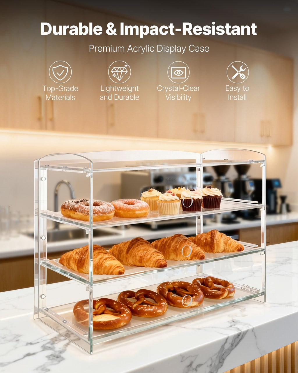 Countertop Bakery Display Case, 3 Tier, Acrylic - image 2