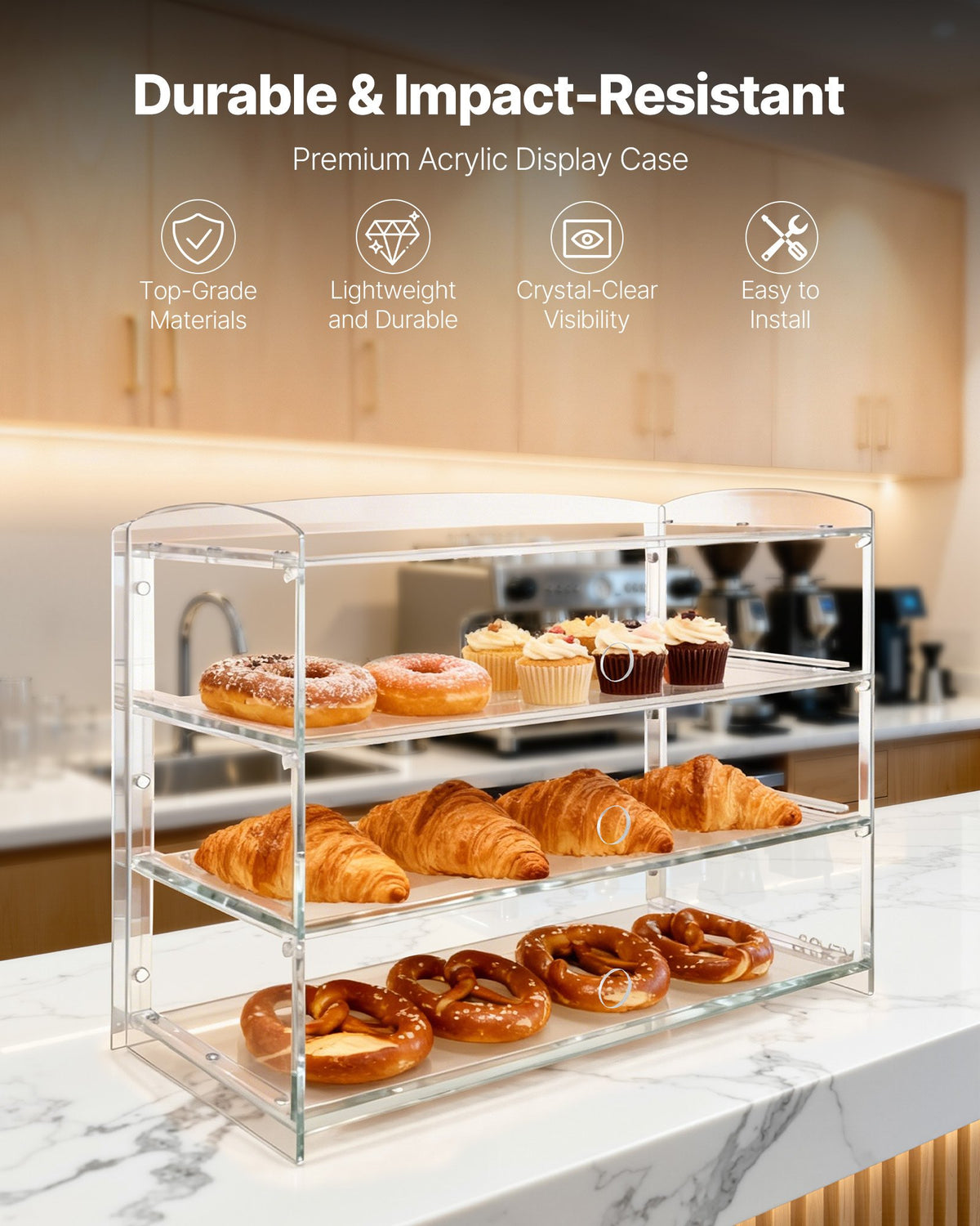 Countertop Bakery Display Case, 3 Tier, Acrylic - image 2