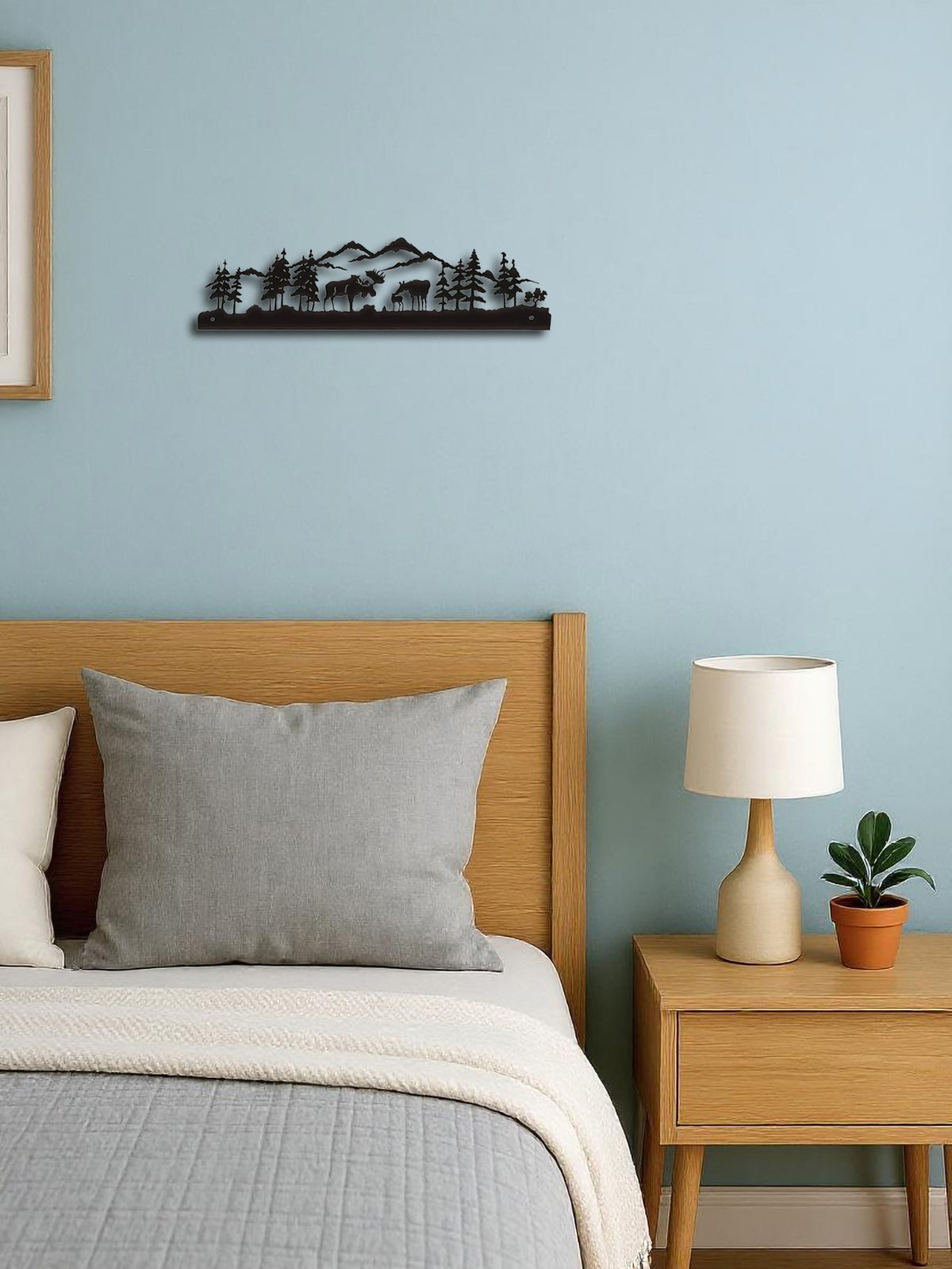 Moose and Mountain Metal Wall Art, Black - image 2
