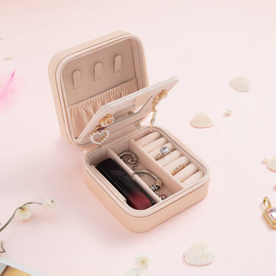 Travel Jewelry Case with Mirror, Pink - image 5