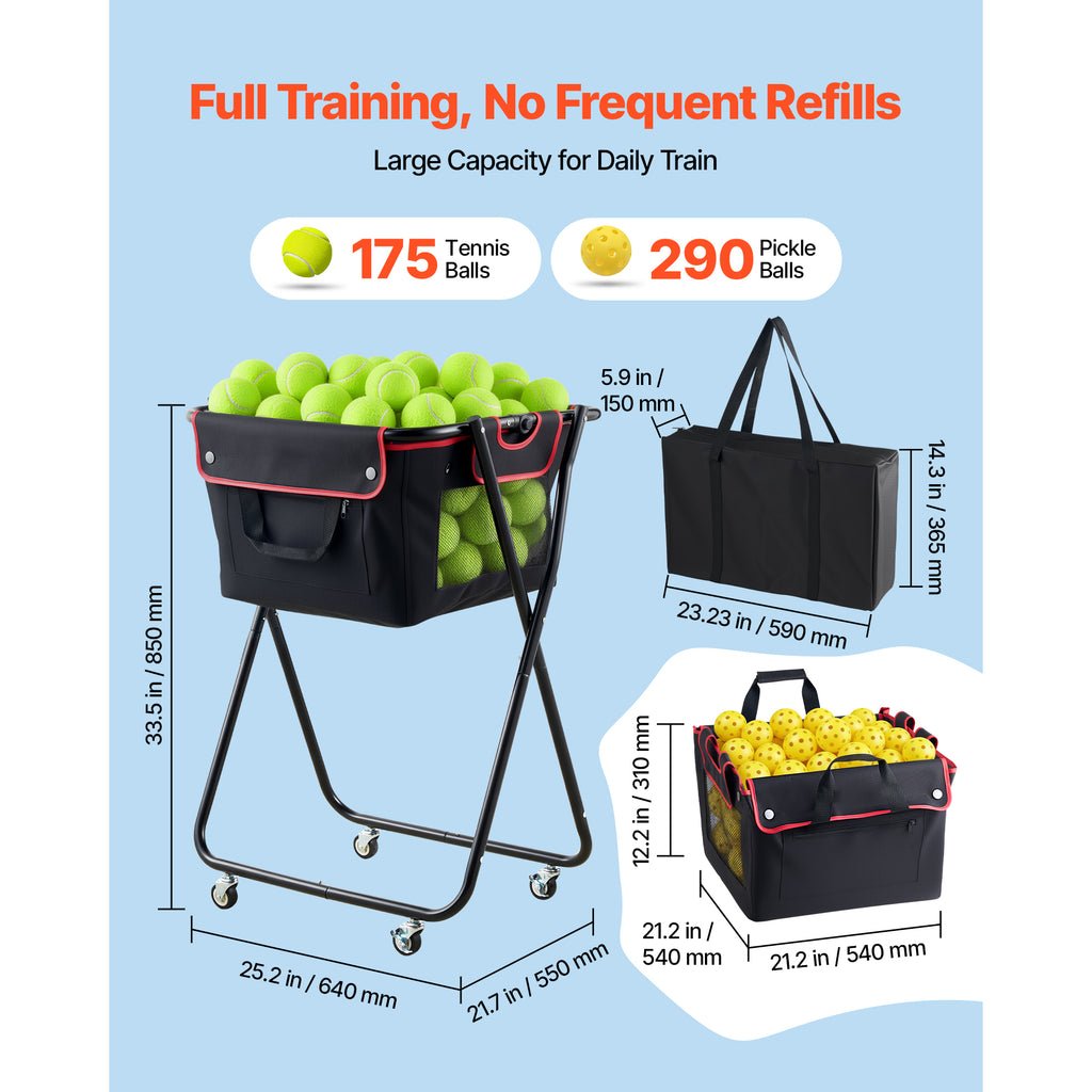 Tennis and Pickleball Hopper Cart with Wheels