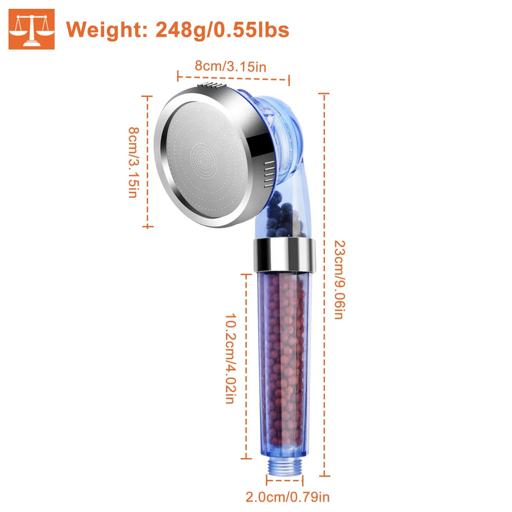 Ionic Filter Shower Head, 3 Mode