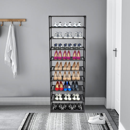 10-Tier Stackable Shoe Rack, Black - image 2