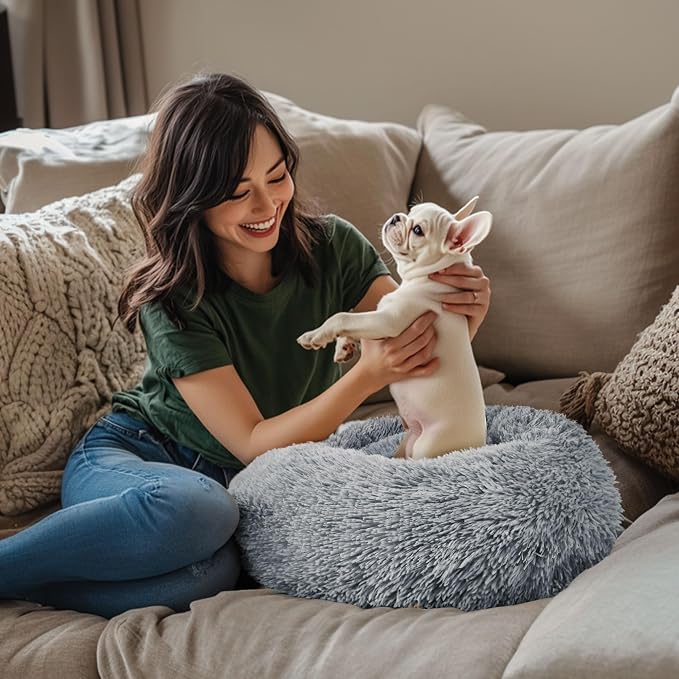 Calming Donut Pet Bed, 20 Inch, Light Grey - image 4