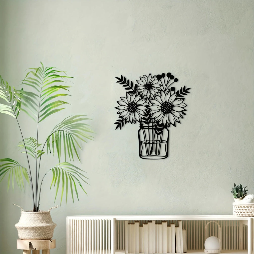 Sunflower Metal Wall Art, Black - image 2