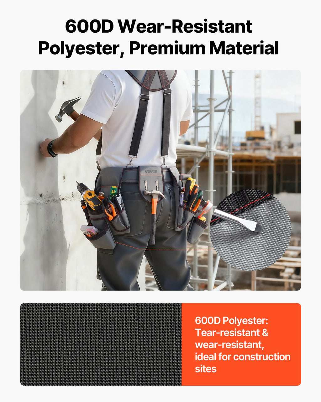 Tool Belt with Suspenders, 22 Pockets - image 2