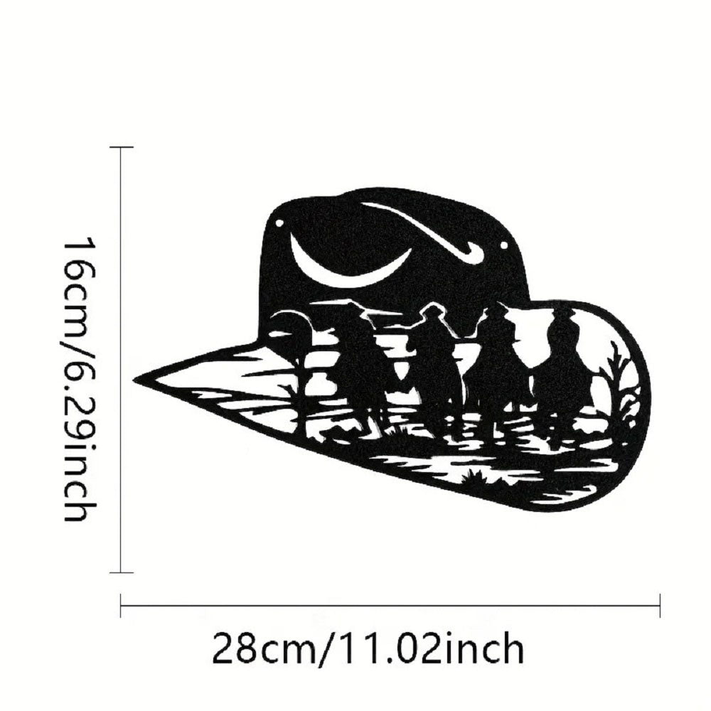 Western Cowboy Hat Metal Wall Art, Black - image 4
