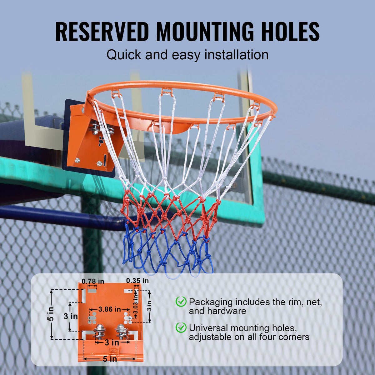 Replacement Basketball Rim, 18 in, with Net - image 4