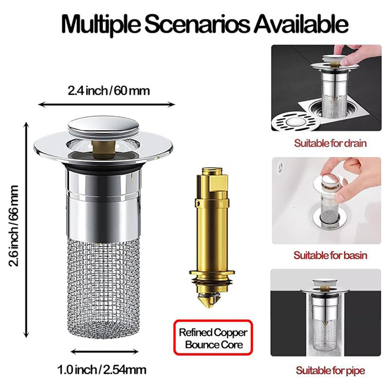 Pop-Up Sink Drain Stopper with Hair Catcher - image 5