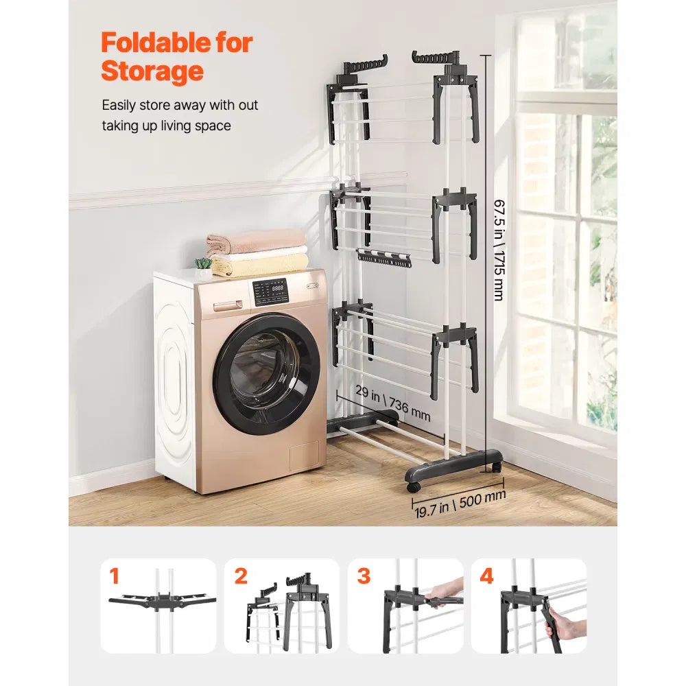 4-Tier Clothes Drying Rack with Wheels - image 5