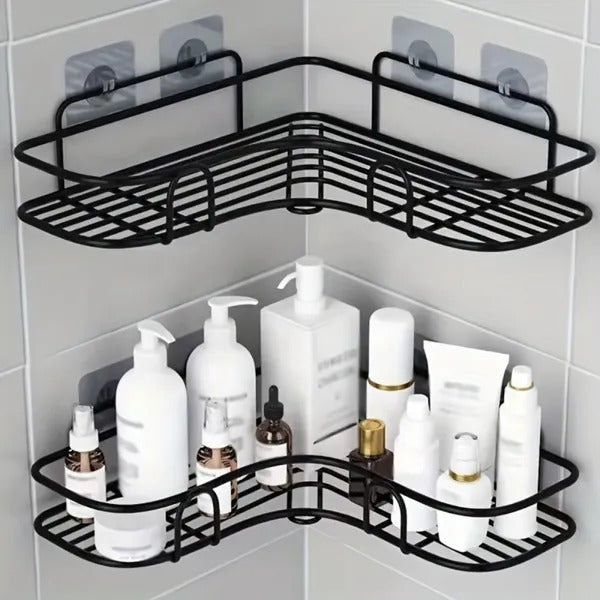 Corner Shower Caddy Shelf, No-Drill, Black