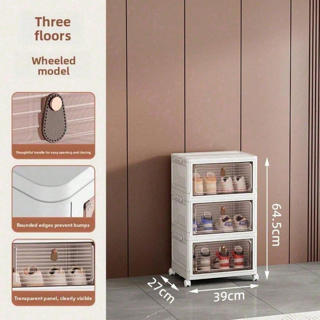 Clear Stackable Shoe Storage Cabinet, 3 Tier - image 3