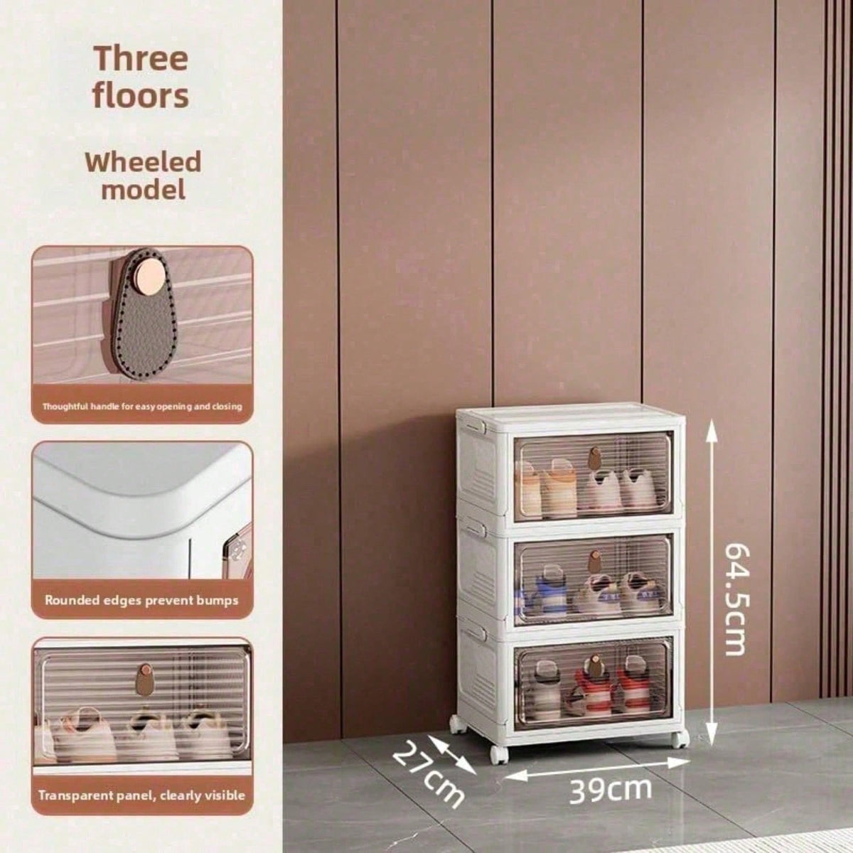 Clear Stackable Shoe Storage Cabinet, 3 Tier - image 3