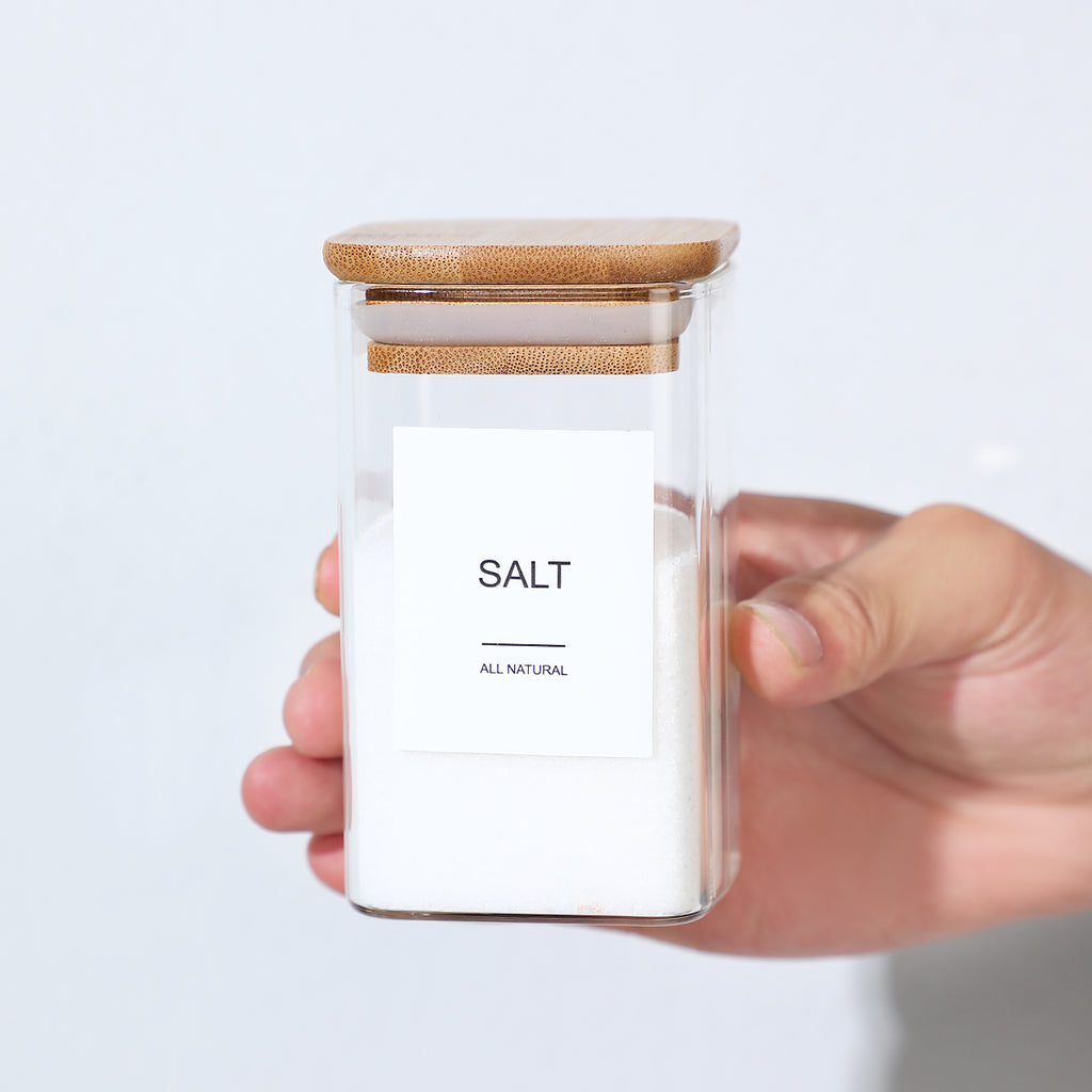 Square Glass Spice Jars with Labels, 12 Pack - image 3