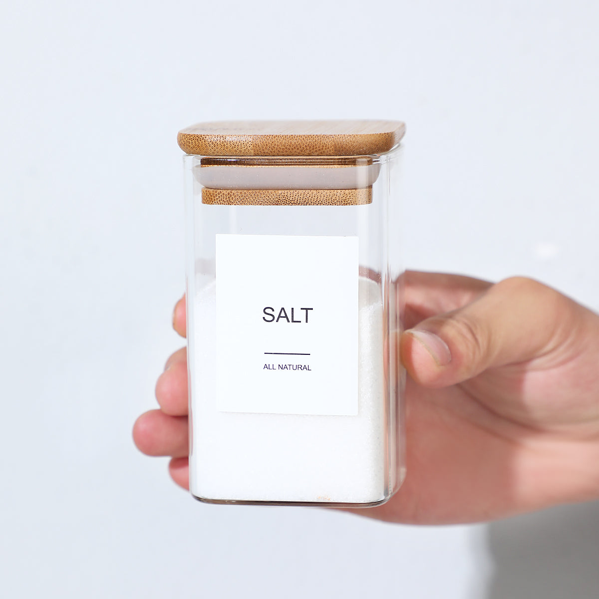 Square Glass Spice Jars with Labels, 12 Pack - image 3