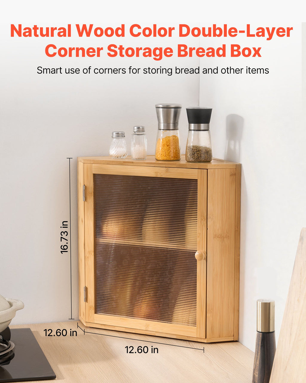 Corner Bread Box, Double Layer Bamboo