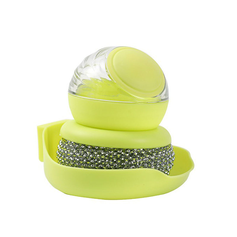 Soap-Dispensing Steel Wool Scrubber with Holder - image 2