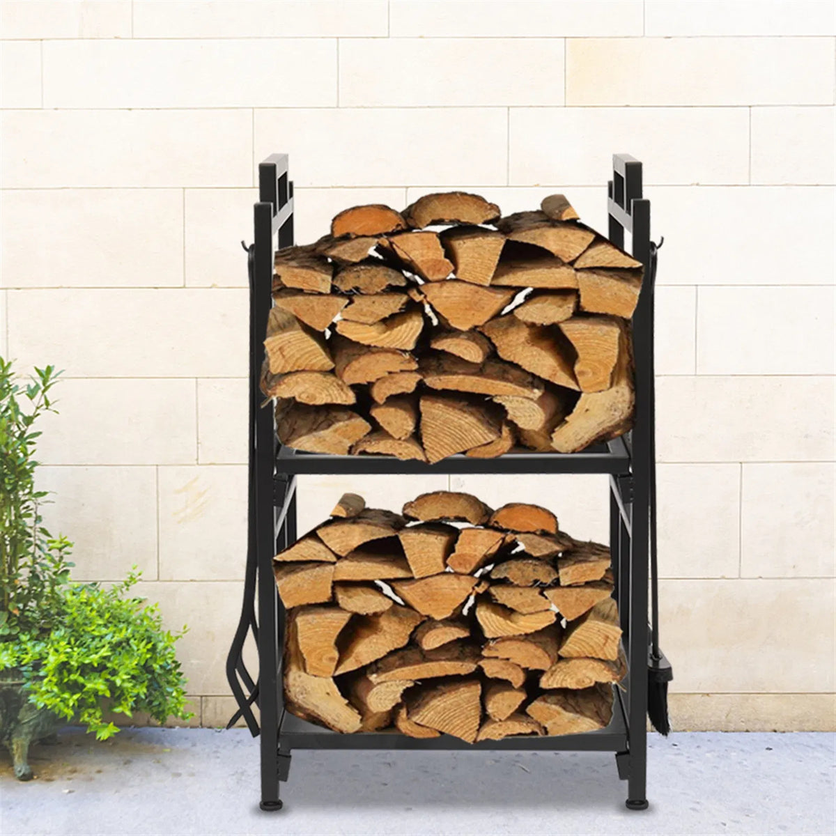 2-Tier Firewood Rack, Deer and Tree Design, Black - image 5