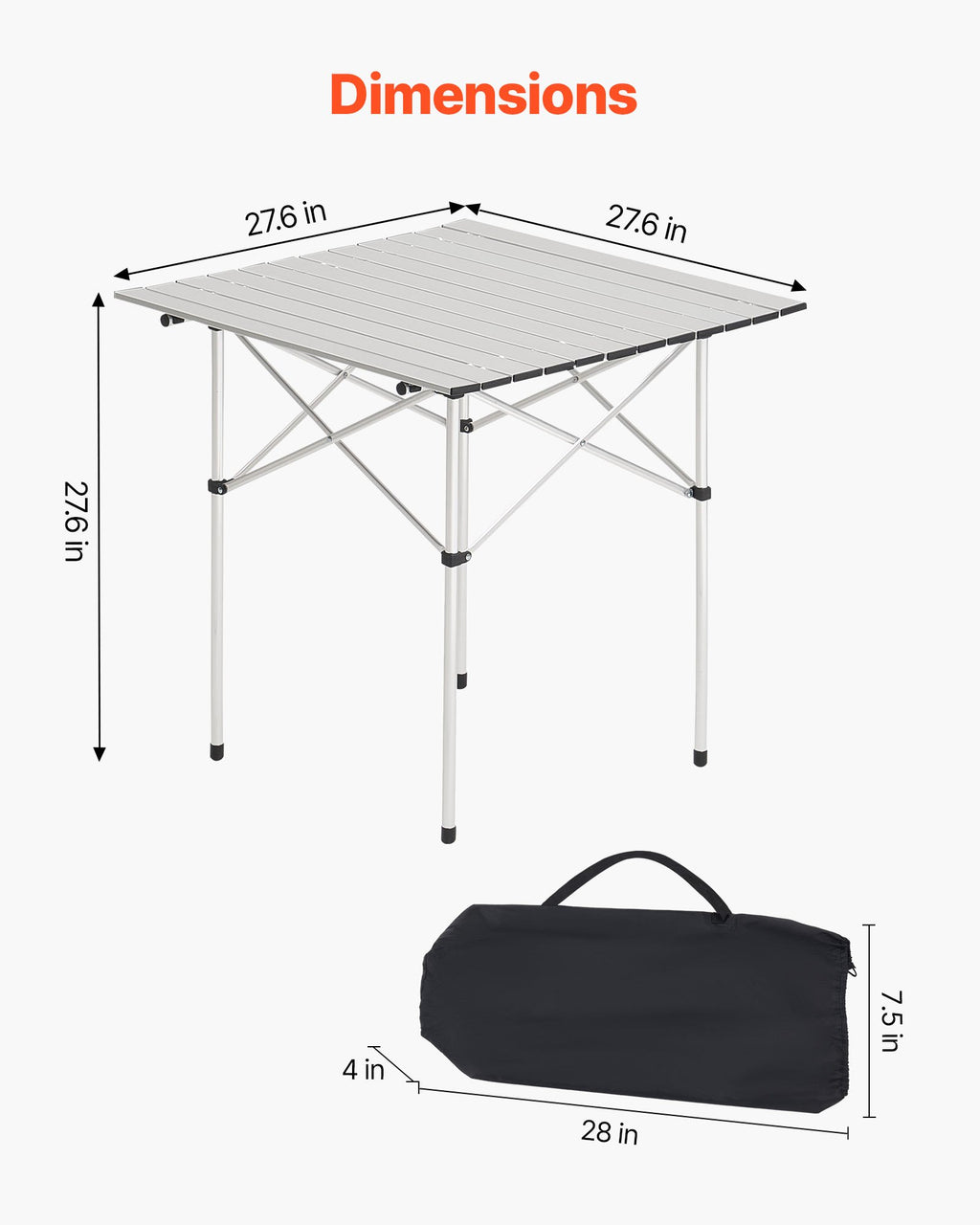 Aluminum Roll-Up Camping Table, Silver - image 4