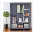 Portable Wardrobe Closet with Shelves and Cover, Gray