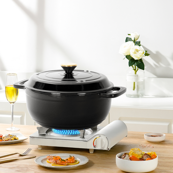 Enameled Cast Iron Dutch Oven with Lid, 6 Qt, Black - image 7