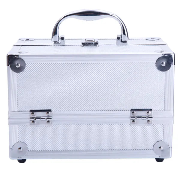 Aluminum Makeup Train Case with Mirror, Silver - image 4