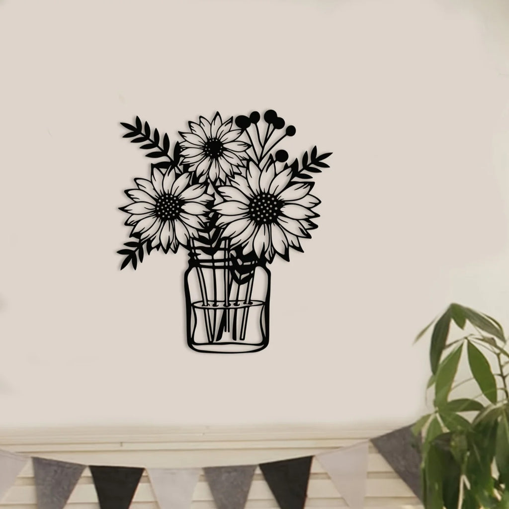 Sunflower Metal Wall Art, Black - image 3