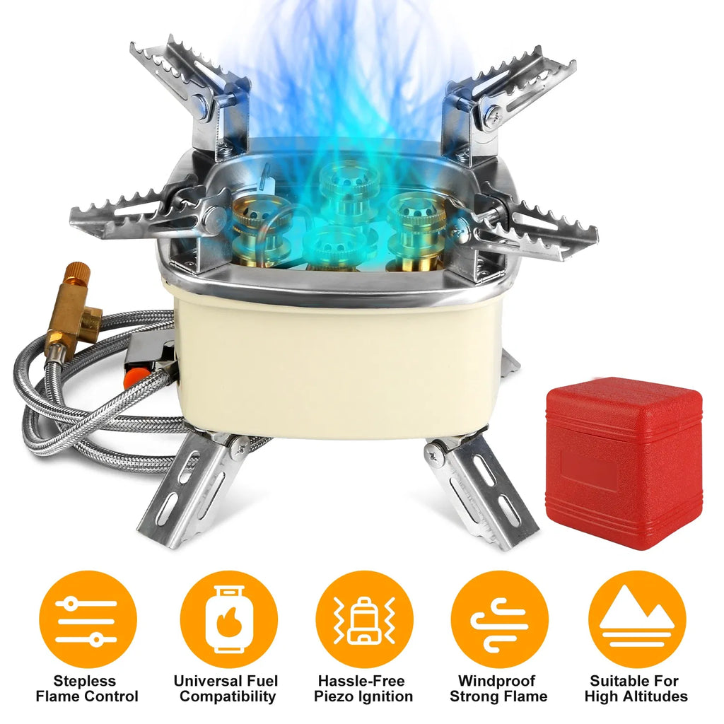 Foldable Camping Gas Stove, Beige - image 5