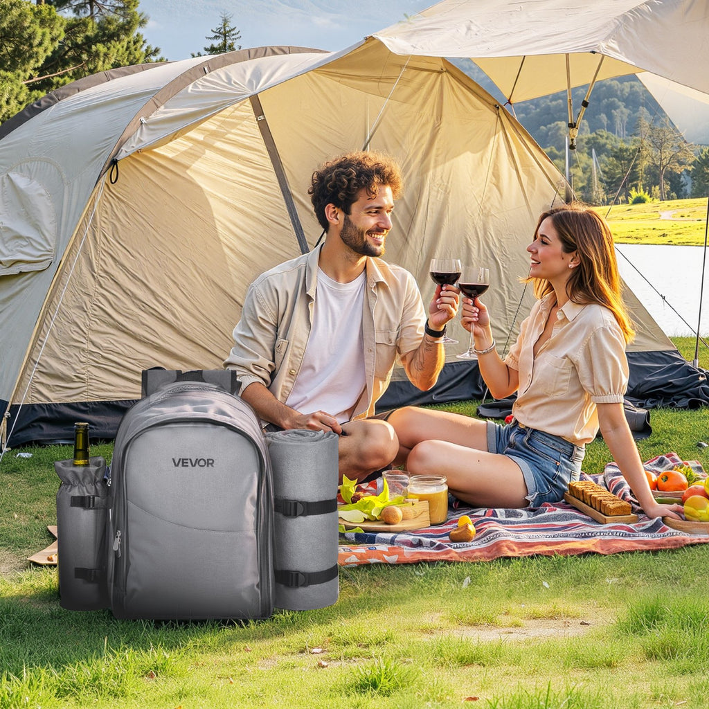 2-Person Picnic Backpack with Cooler, Grey - image 6
