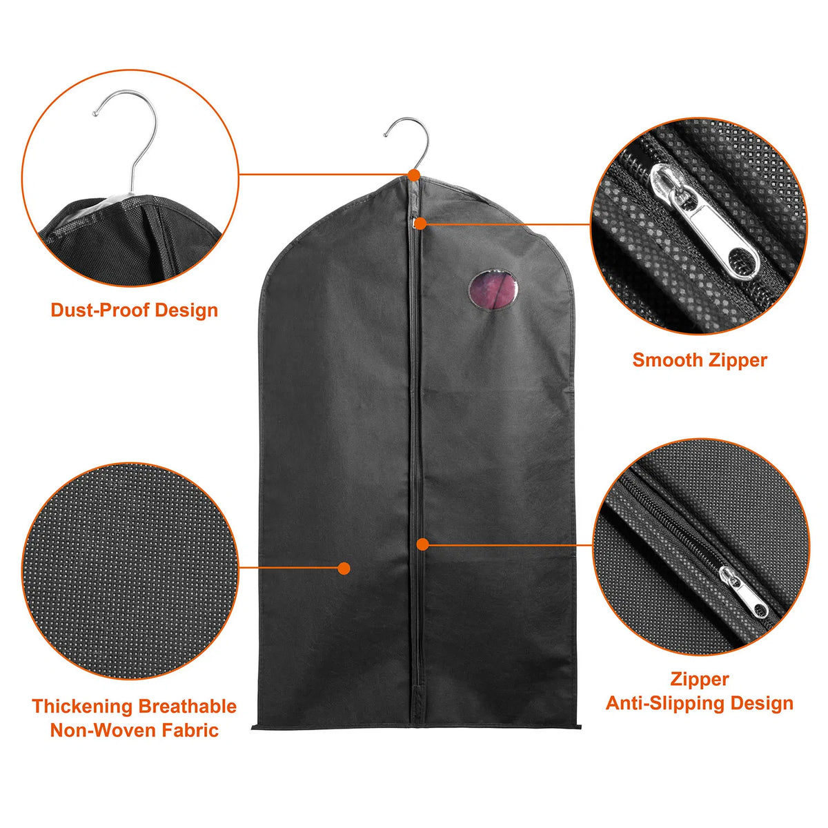 Hanging Garment Bags, 39 x 24 Inch, 5 Pack - image 6