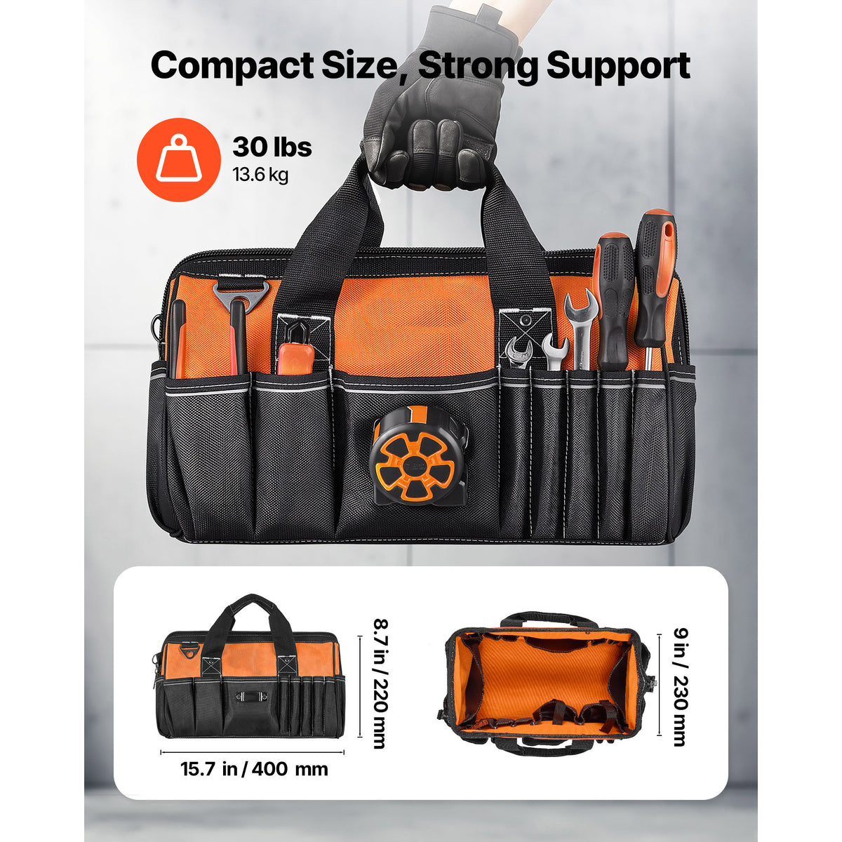 33-Pocket Wide-Mouth Tool Bag, 15.7 in - image 3
