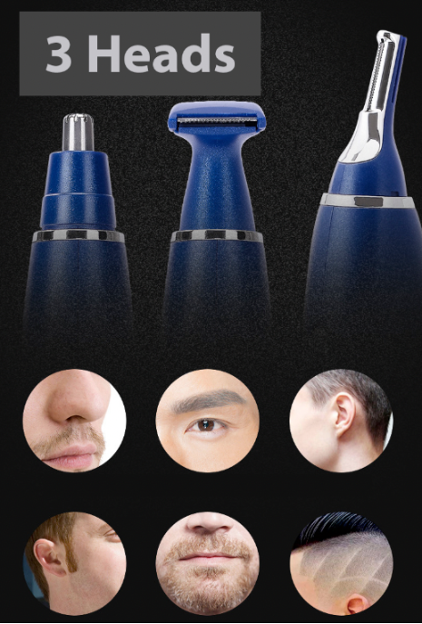 Nose, Ear and Eyebrow Trimmer, 3-in-1, Blue - image 6