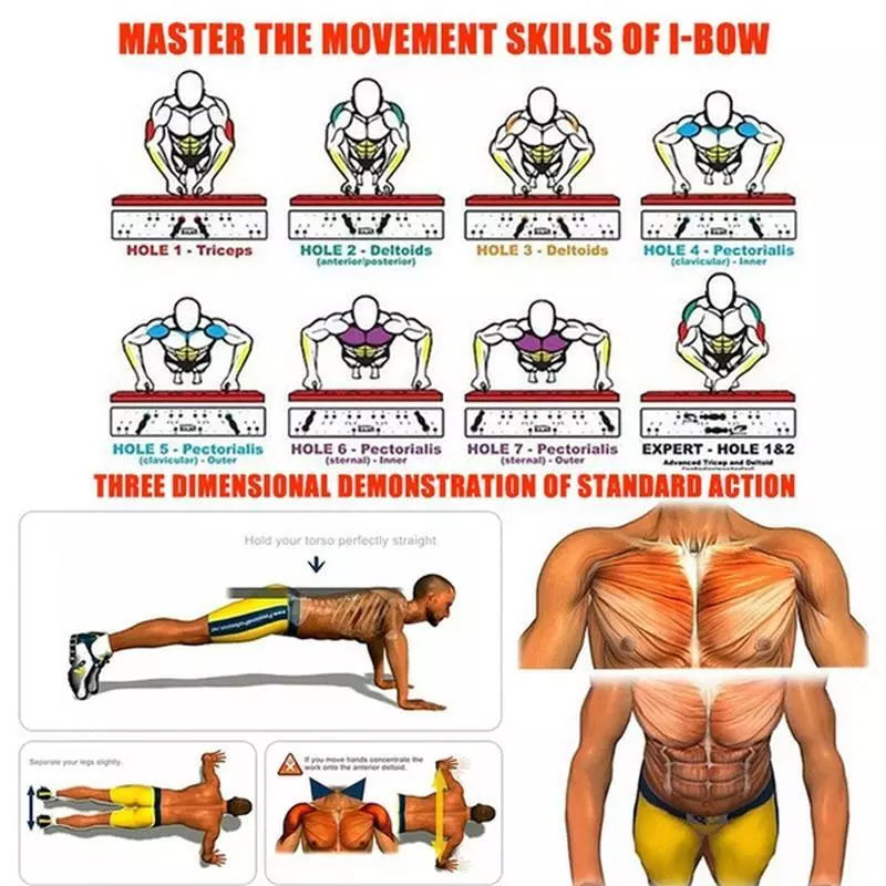 Push-Up Board, Folding, Color-Coded