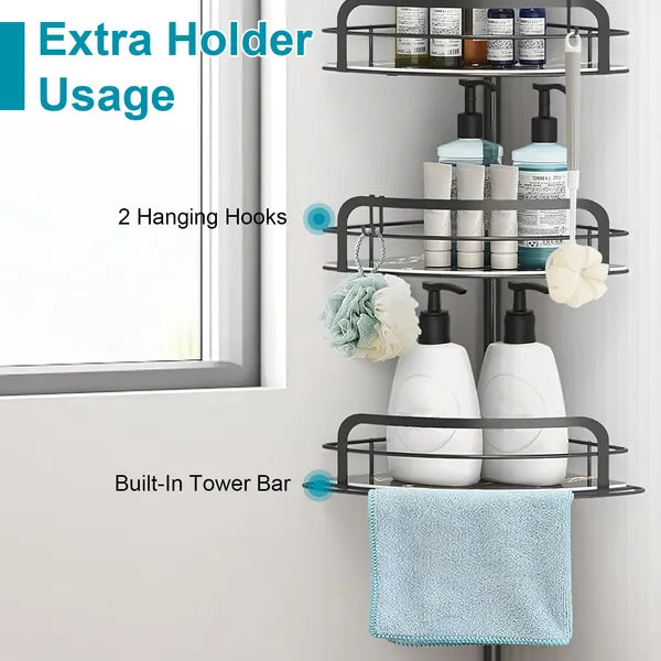 Corner Shower Caddy with Tension Pole, 4 Shelves - image 4