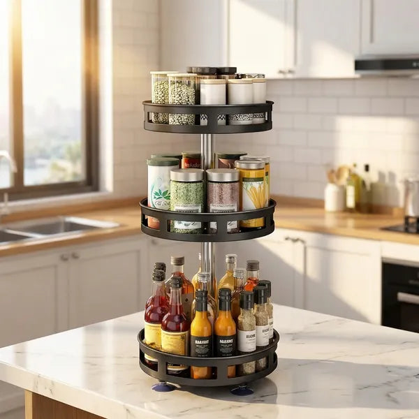 3-Tier Rotating Spice Rack, Black - image 3