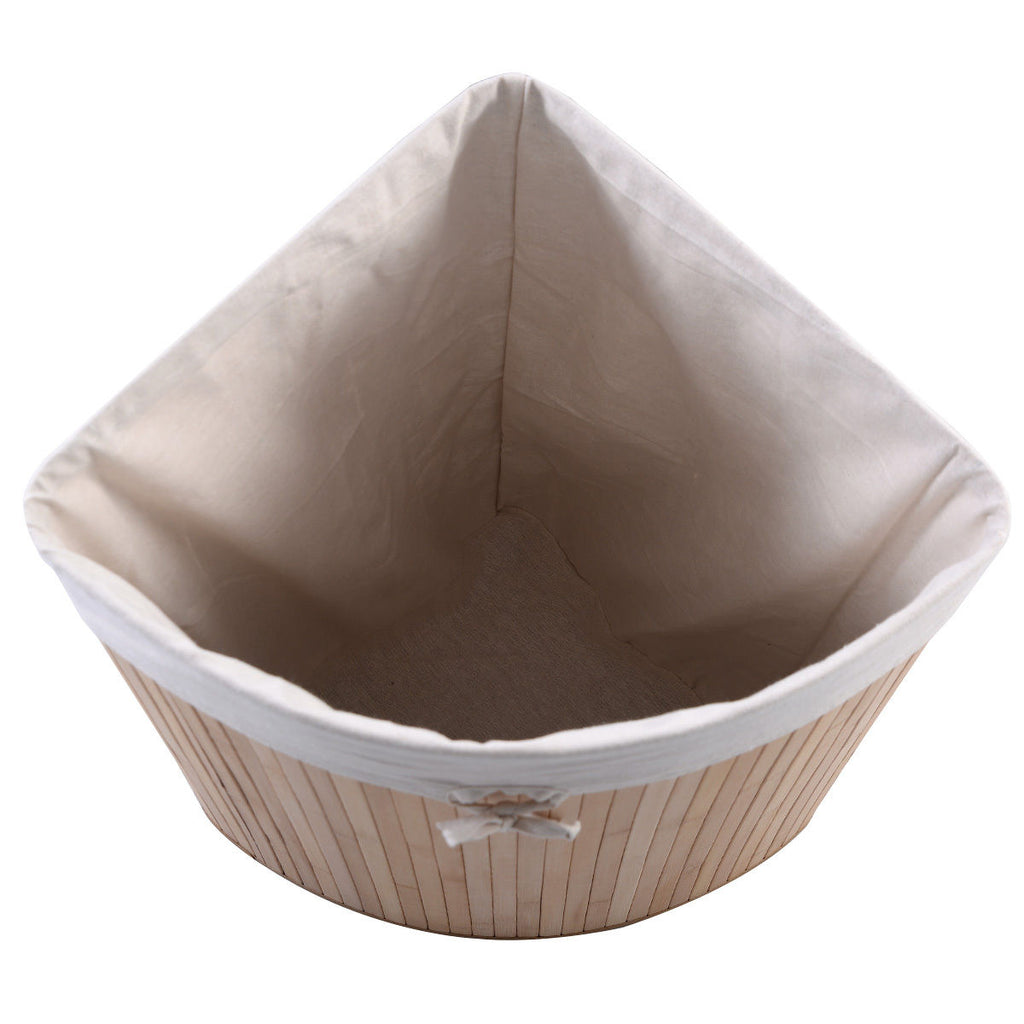 Corner Bamboo Laundry Hamper with Lid, Natural - image 3