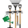 Wall-Mounted Broom and Mop Holder, 3 Slots 4 Hooks