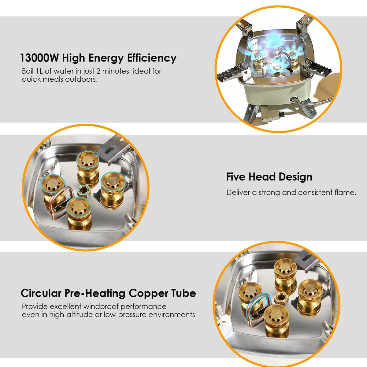 Foldable Camping Gas Stove, Beige - image 3