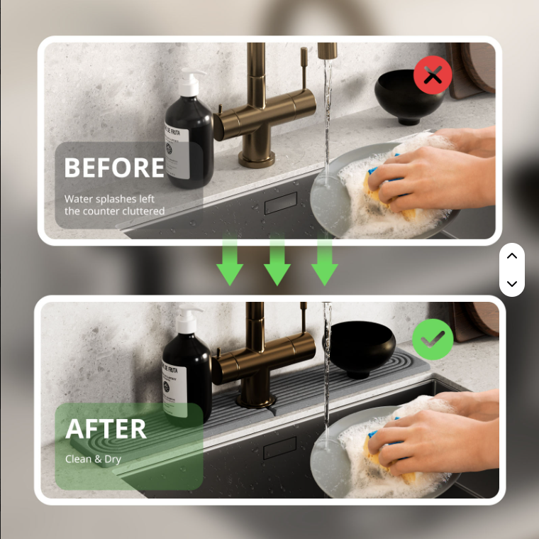 Diatomite Sink Faucet Drying Mat, Light Grey - image 2