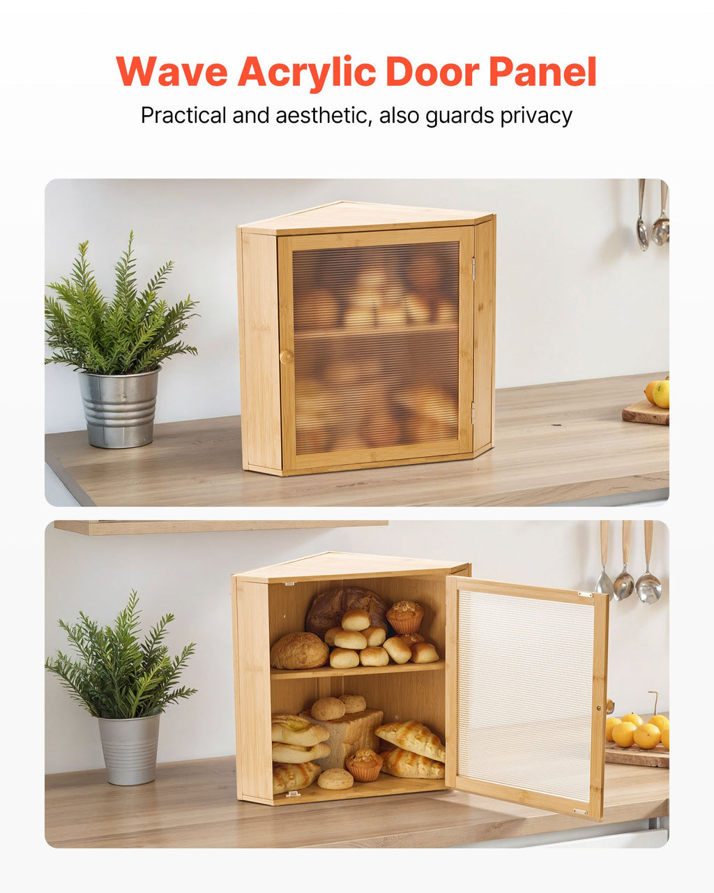 Corner Bread Box, Double Layer Bamboo - image 5