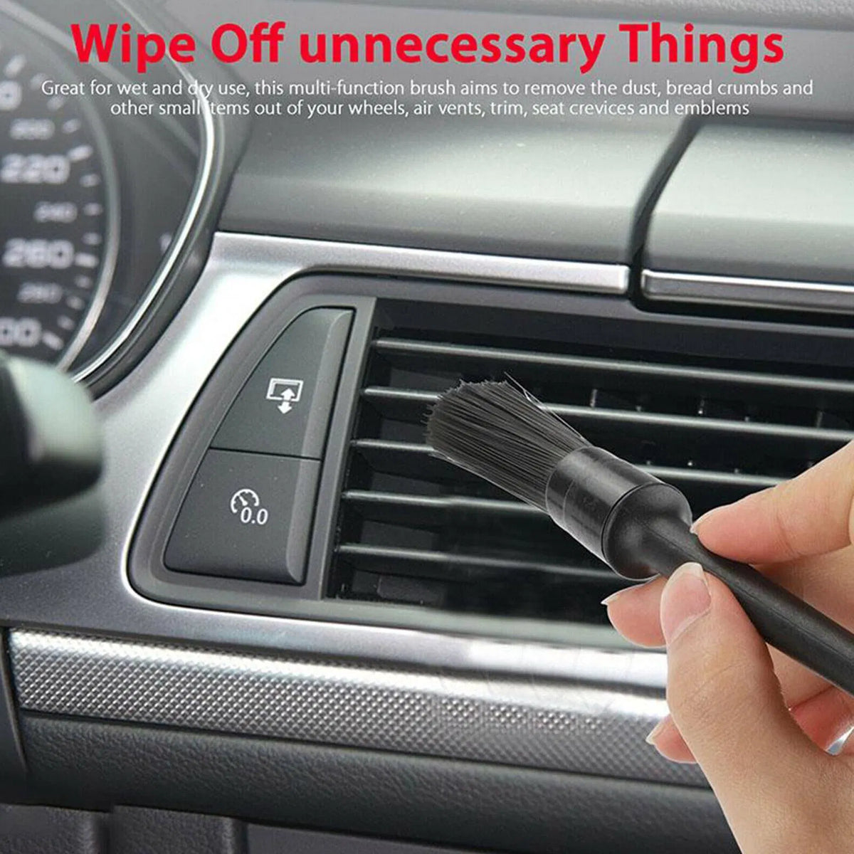 Car Detailing Brushes, 5 Piece Set, Boar Hair