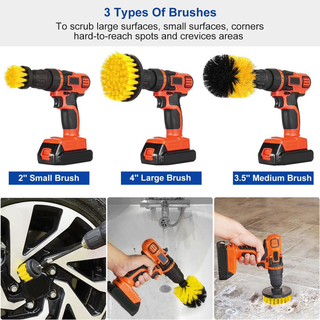 Drill Brush Attachment Set, 3 Pieces, Yellow - image 4