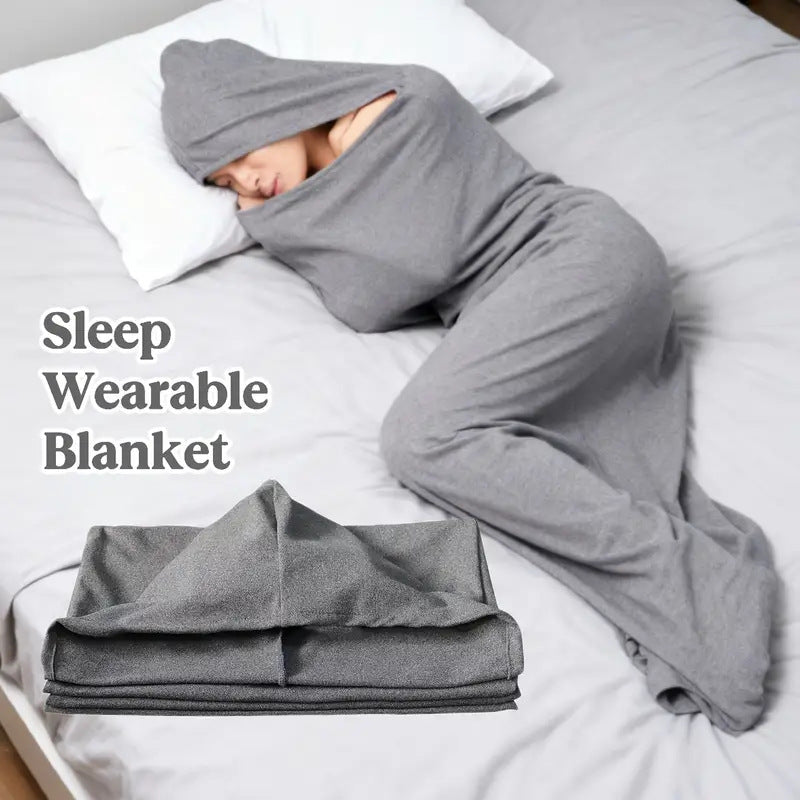Wearable Hooded Sleep Pod Blanket, Grey, XL - image 2