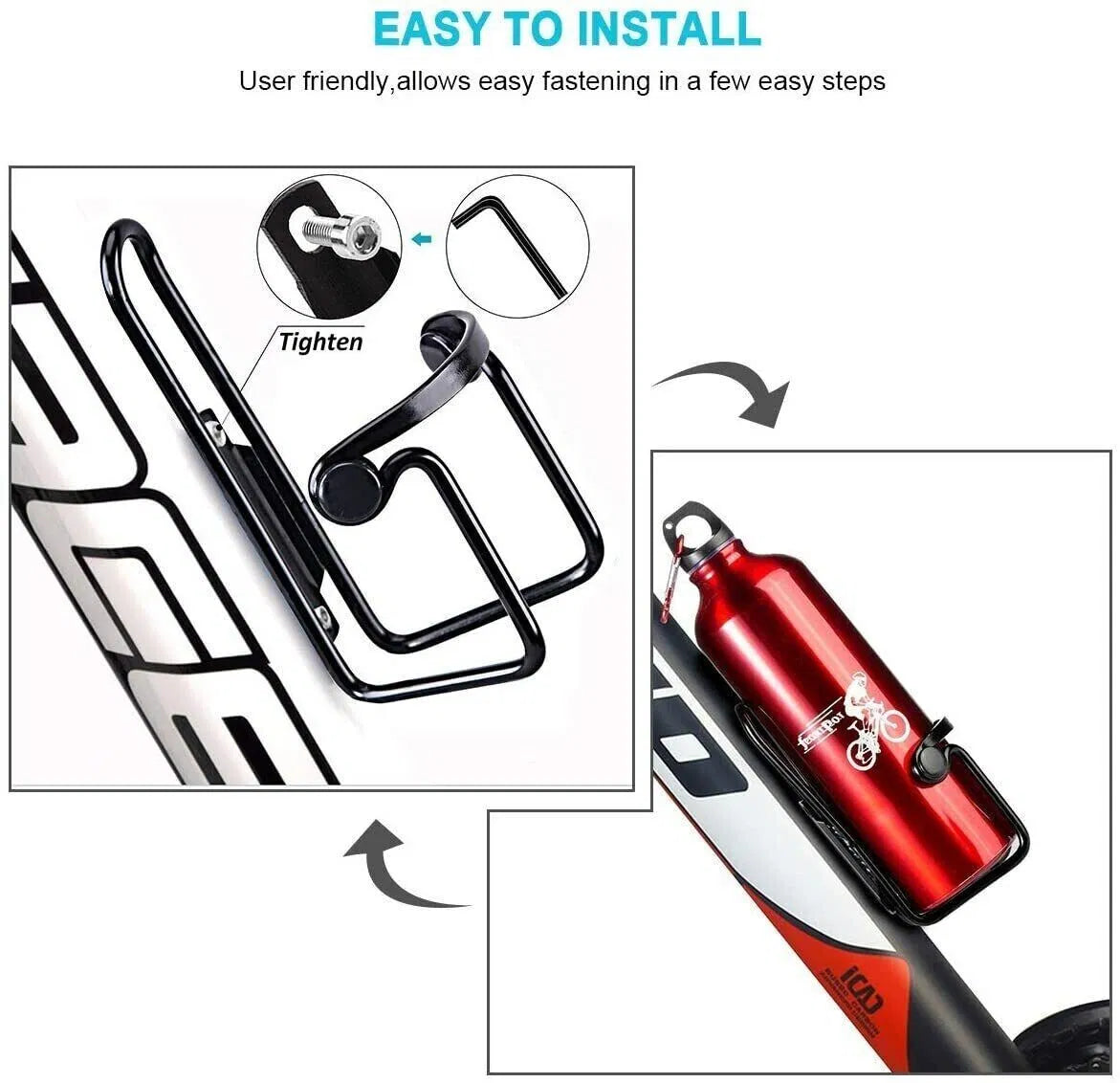 Aluminum Bike Water Bottle Cage, 2 Pack