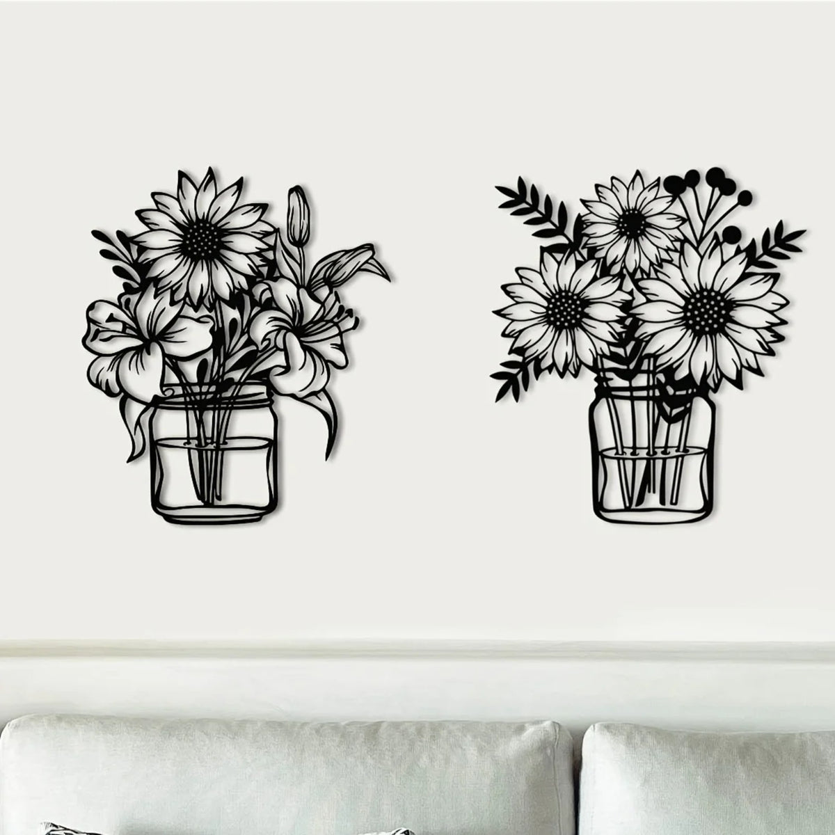 Sunflower Metal Wall Art, Black