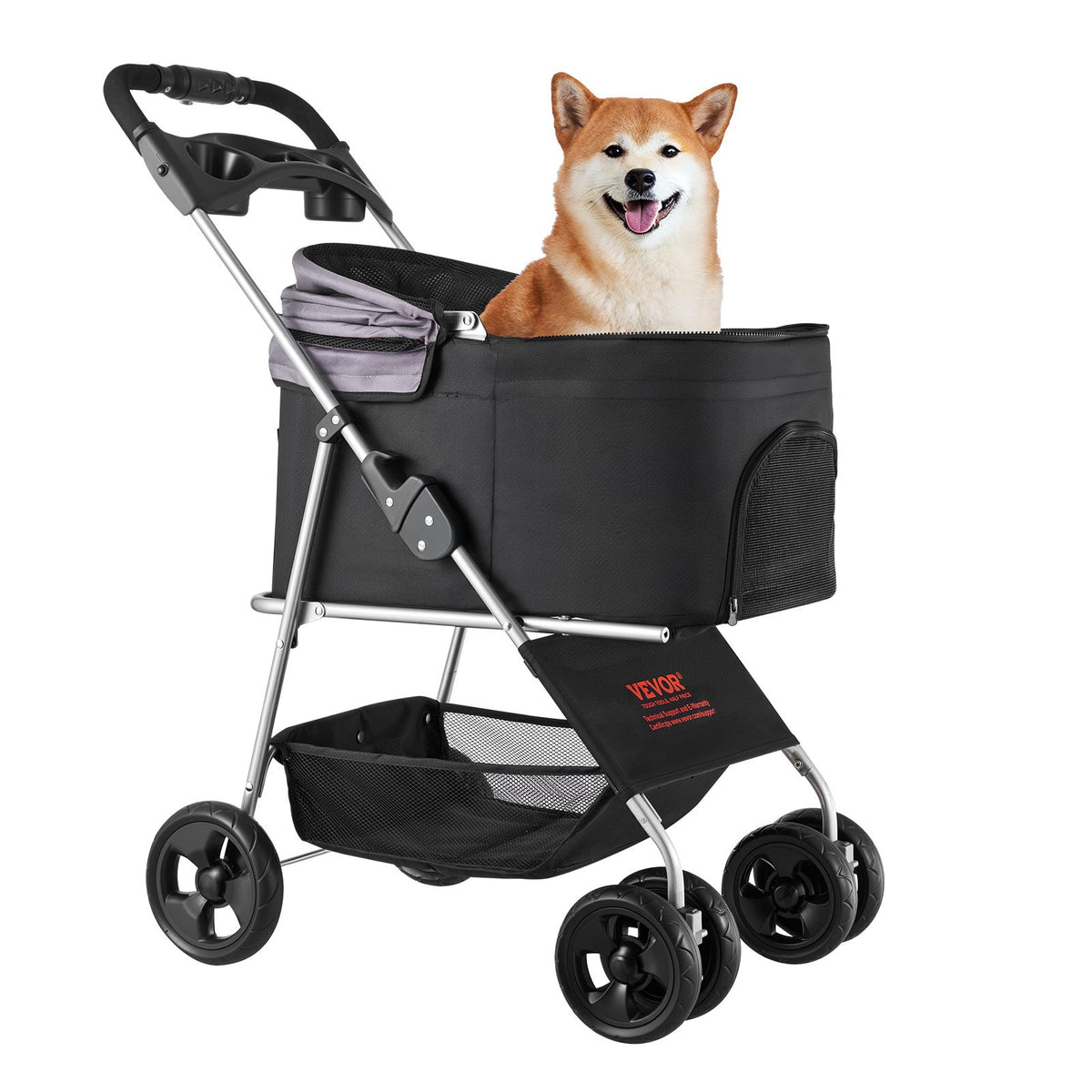 Foldable Pet Stroller with Detachable Carrier