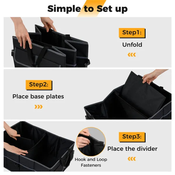 Trunk Organizer with Dividers, 13 Gallon, 3 Compartments + 6 Pockets - image 5