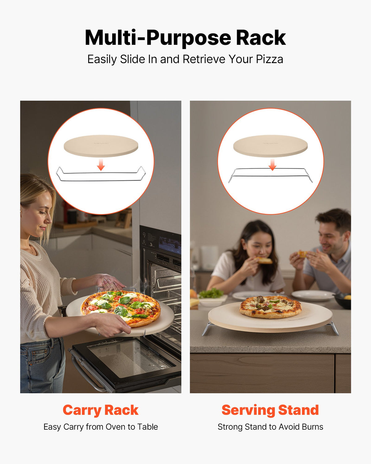 Round Pizza Stone, 16 in, with Rack - image 3