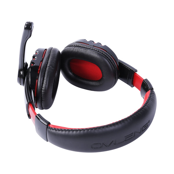 Bluetooth Over-Ear Headset with Mic, Black and Red